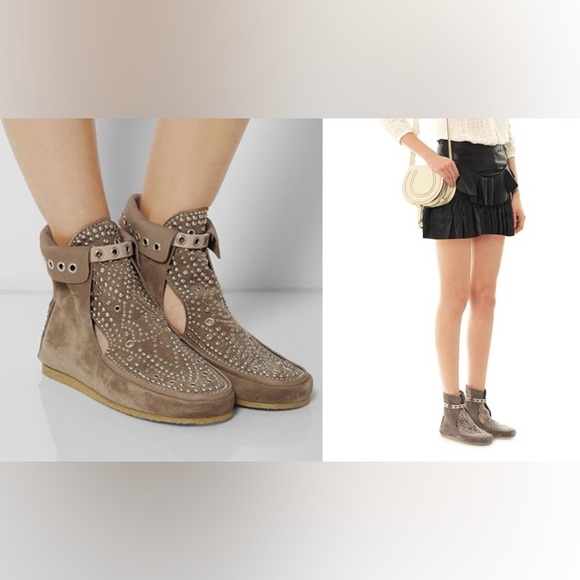 Pre-owned Isabel Marant Studded Moccasin - Taupe Size 40 (8.5 US) - Picture 1 of 9